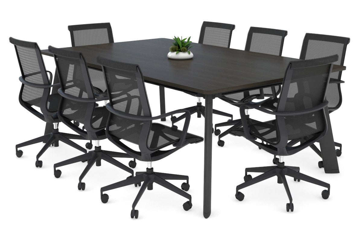 Switch Meeting Room Table - Rounded Corners [1800L x 1100W with Rounded Corners] Jasonl black leg dark oak 