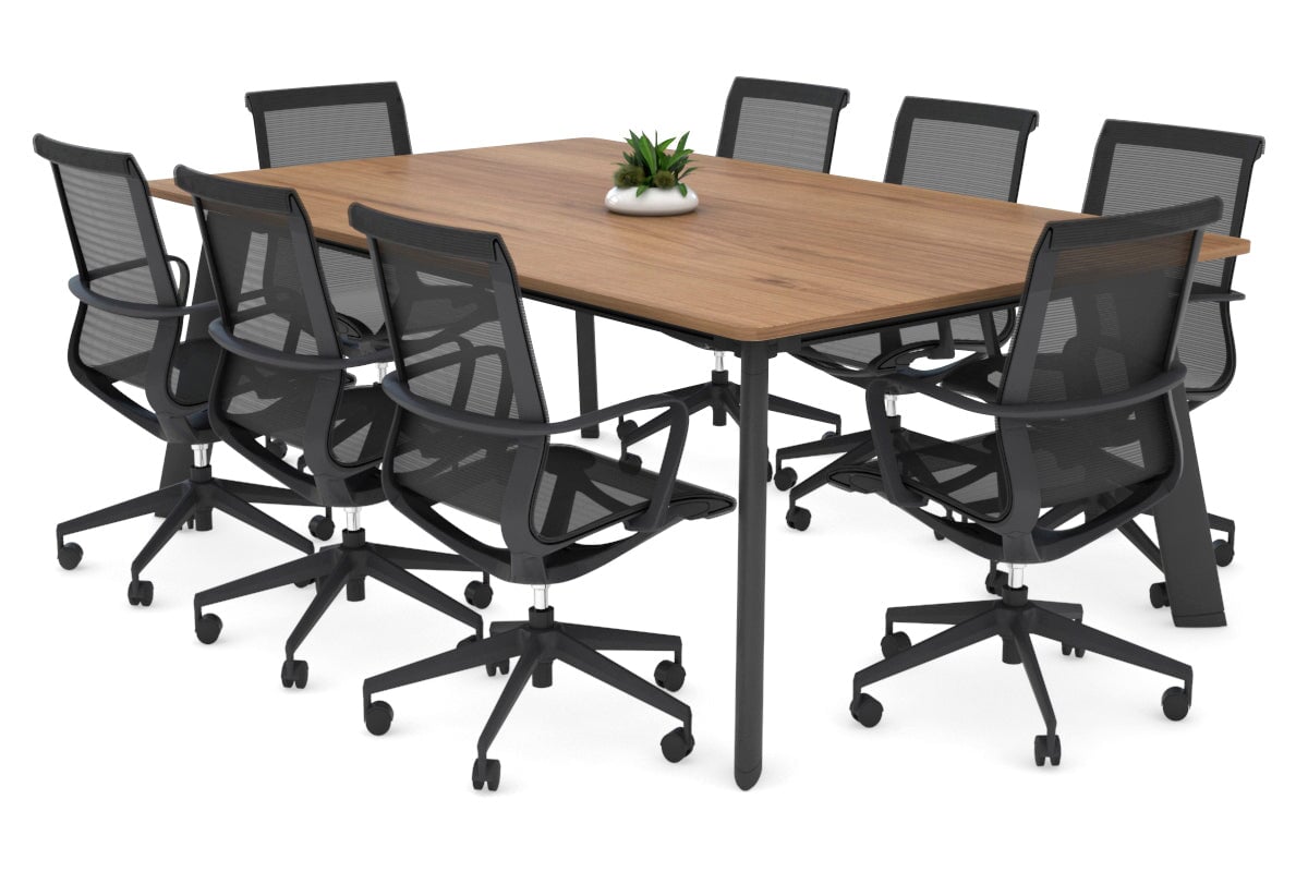 Switch Meeting Room Table - Rounded Corners [1800L x 1100W with Rounded Corners] Jasonl black leg salvage oak 