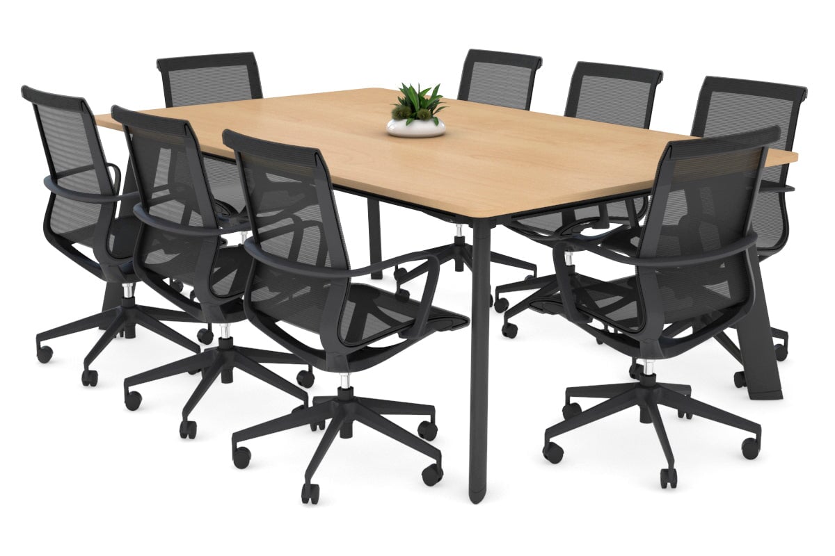 Switch Meeting Room Table - Rounded Corners [1800L x 1100W with Rounded Corners] Jasonl black leg maple 