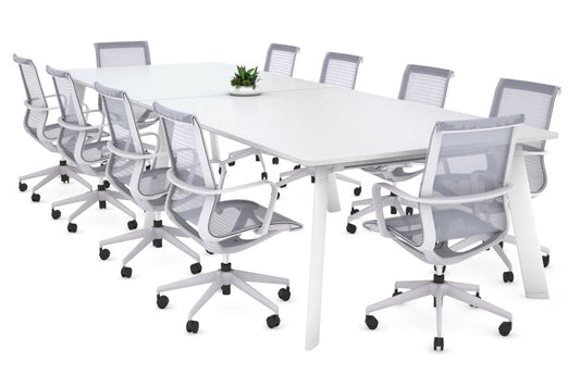 Switch Meeting Room Table - Rounded Corners [3200L x 1100W with Rounded Corners] Jasonl white leg white 