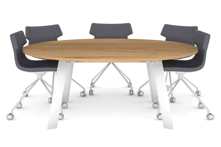 Switch Round Meeting Table [1500 mm] Jasonl white leg salvage oak 