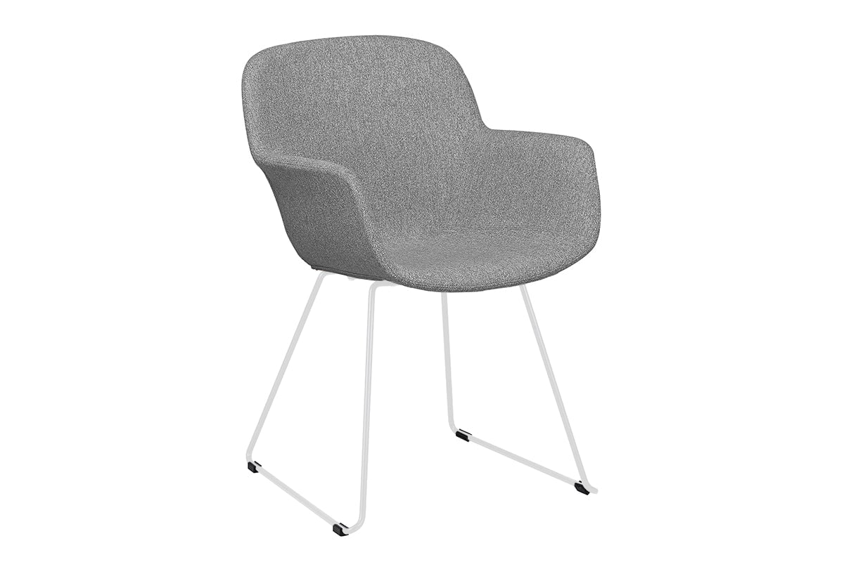 Tommy Tub Fabric Chair - Sled Base Jasonl white light grey 