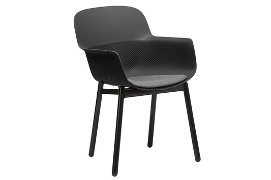 Tommy Tub Plastic Chair - 4 Leg Jasonl black with pad 