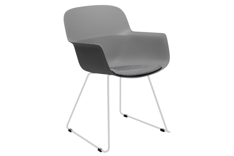 Tommy Tub Plastic Chair - Sled Base Jasonl white leg grey with pad 