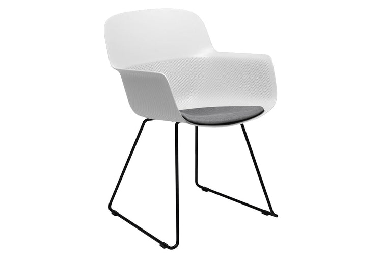 Tommy Tub Plastic Chair - Sled Base Jasonl black leg white with pad 