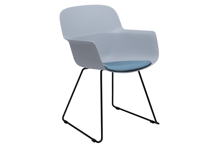 Tommy Tub Plastic Chair - Sled Base Jasonl black leg blue with pad 