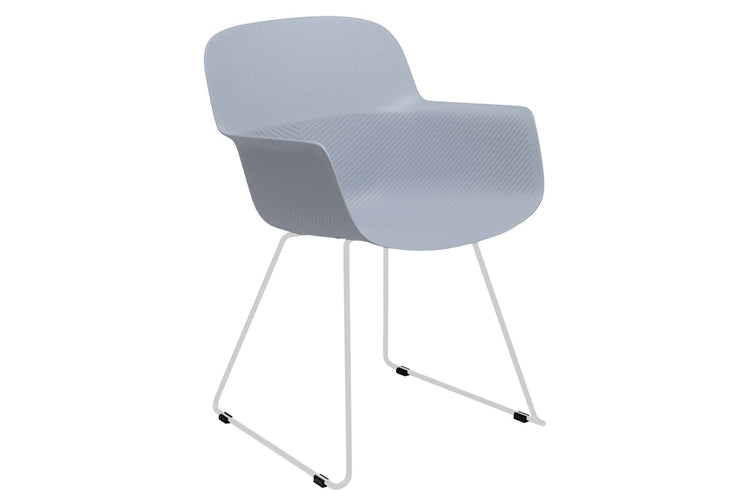 Tommy Tub Plastic Chair - Sled Base Jasonl white leg blue 