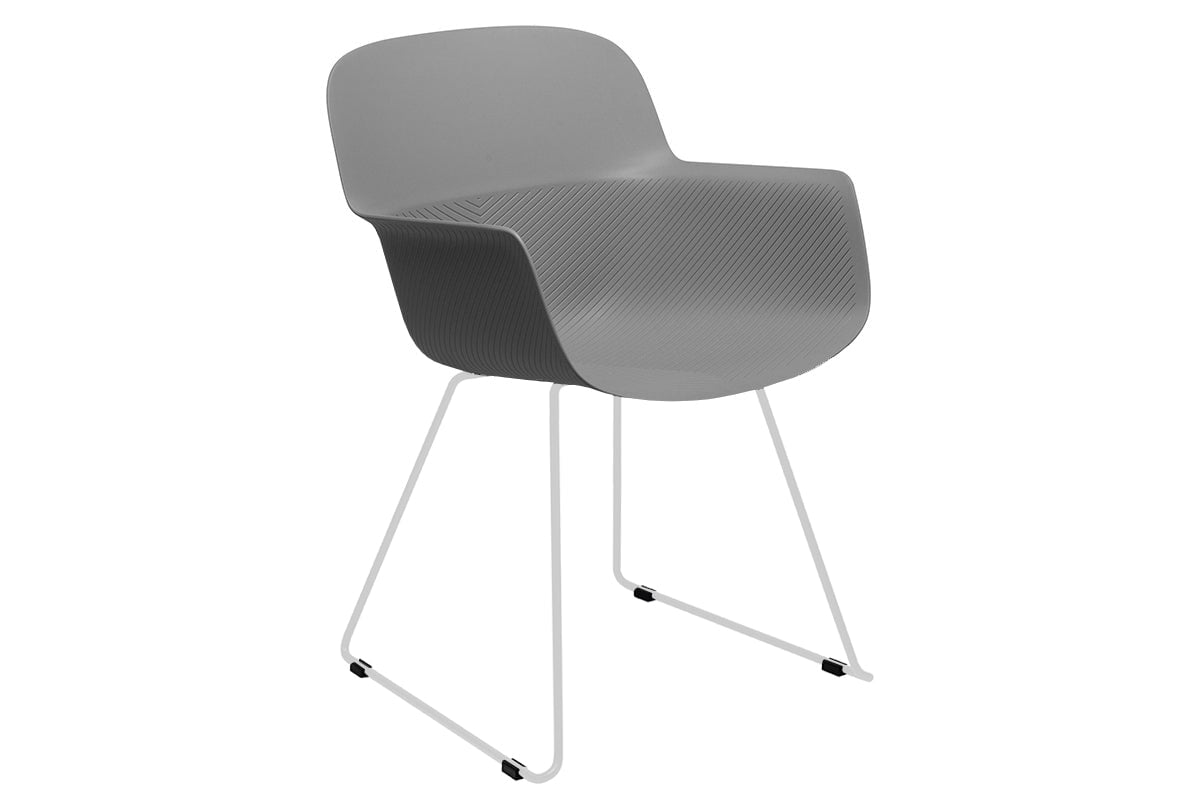 Tommy Tub Plastic Chair - Sled Base Jasonl white leg grey 