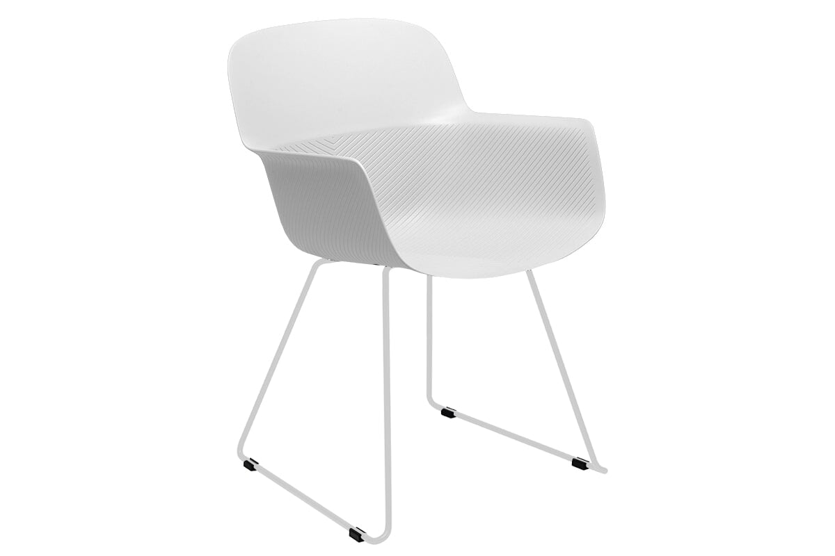 Tommy Tub Plastic Chair - Sled Base Jasonl white leg white 