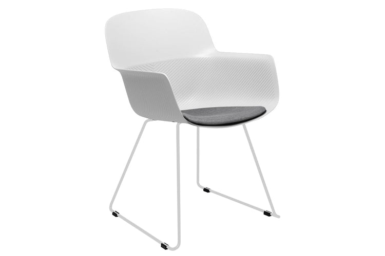 Tommy Tub Plastic Chair - Sled Base Jasonl white leg white with pad 