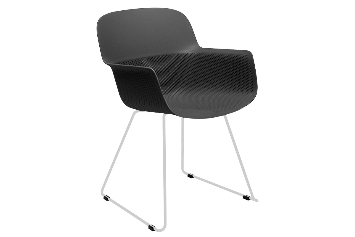 Tommy Tub Plastic Chair - Sled Base Jasonl white leg black 