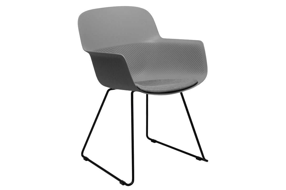 Tommy Tub Plastic Chair - Sled Base Jasonl black leg grey with pad 