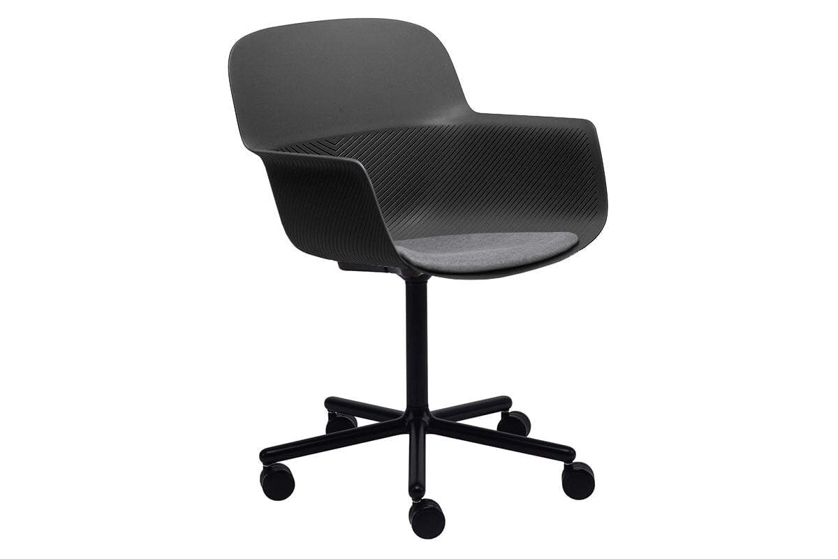 Tommy Tub Plastic Chair - Swivel Base Jasonl black with pad 