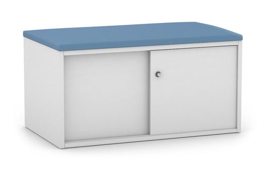 Uniform Low Sliding 2 Door Credenza - Top Cushion Jasonl white cosmo blue 