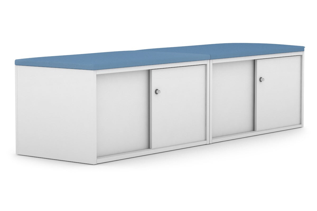 Uniform Low Sliding 4 Door Credenza - Top Cushion Jasonl white cosmo blue 