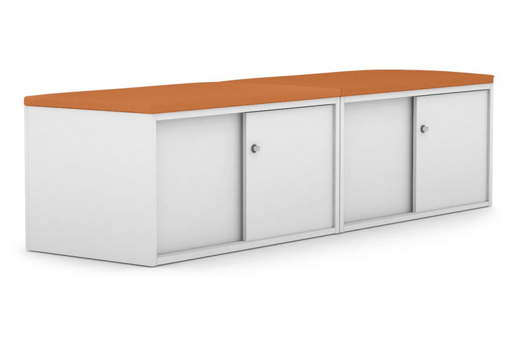 Uniform Low Sliding 4 Door Credenza - Top Cushion Jasonl white squash orange 