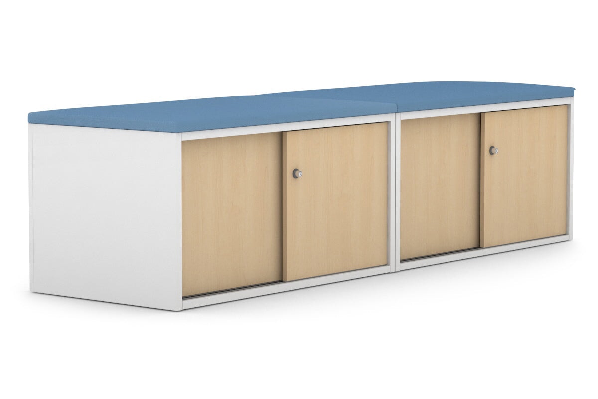 Uniform Low Sliding 4 Door Credenza - Top Cushion Jasonl maple cosmo blue 