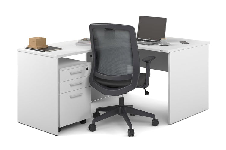 Uniform Panel Return Desk [1200L x 1600W] Jasonl white black metal 