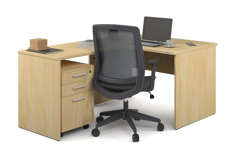 Uniform Panel Return Desk [1200L x 1600W] Jasonl maple dark oak laminate 