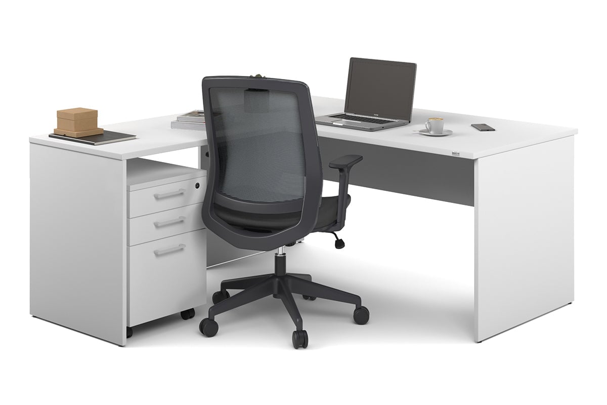 Uniform Panel Return Desk [1600L x 1600W] Jasonl white maple laminate 