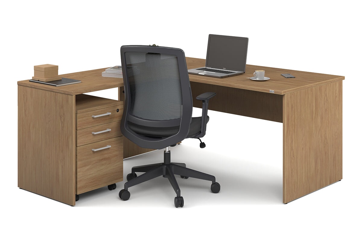 Uniform Panel Return Desk [1600L x 1600W] Jasonl salvage oak white metal 