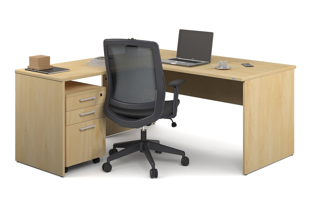 Uniform Panel Return Desk [1600L x 1600W] Jasonl maple white metal 