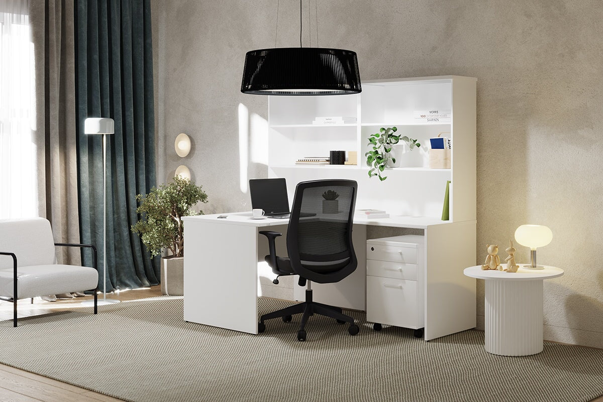 Uniform Panel Return Desk with Open Hutch [1400L x 1600W] Jasonl 