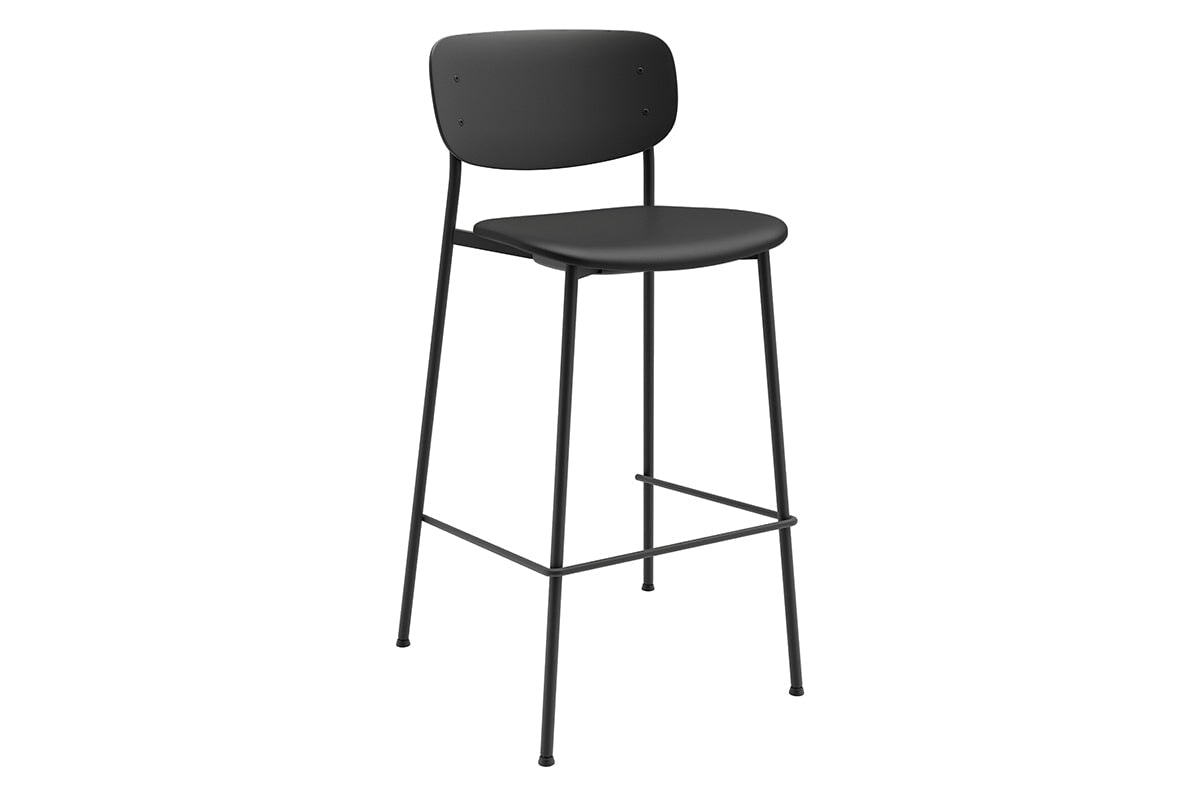 Wilma Counter Stool 4 Leg Base - Synthetic Leather Seat and Black Back - 760mm Seat Height Jasonl black 