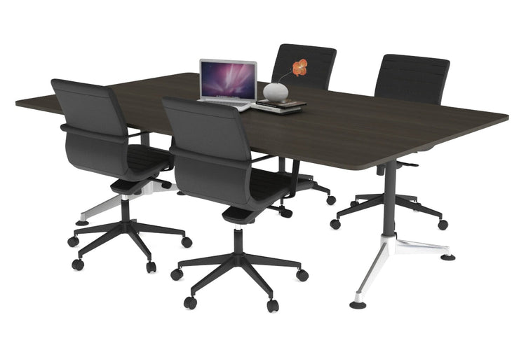 Boardroom Table Premium Indented Chrome Legs Blackjack [1800L x 1100W with Rounded Corners] Ooh La La dark oak 