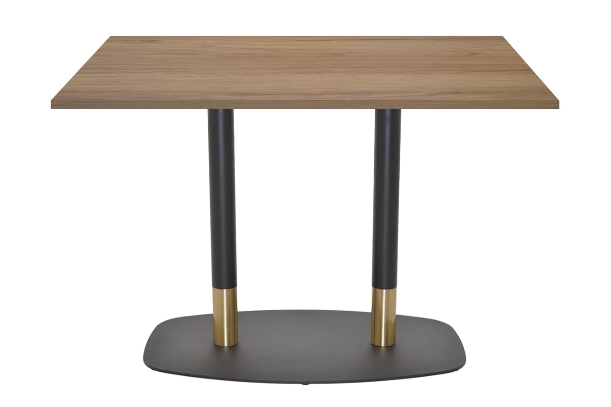 EZ Hospitality Givoli Cafe Table Black/ Brass - Black Arc Base [1200L x 700W] EZ Hospitality salvage oak 