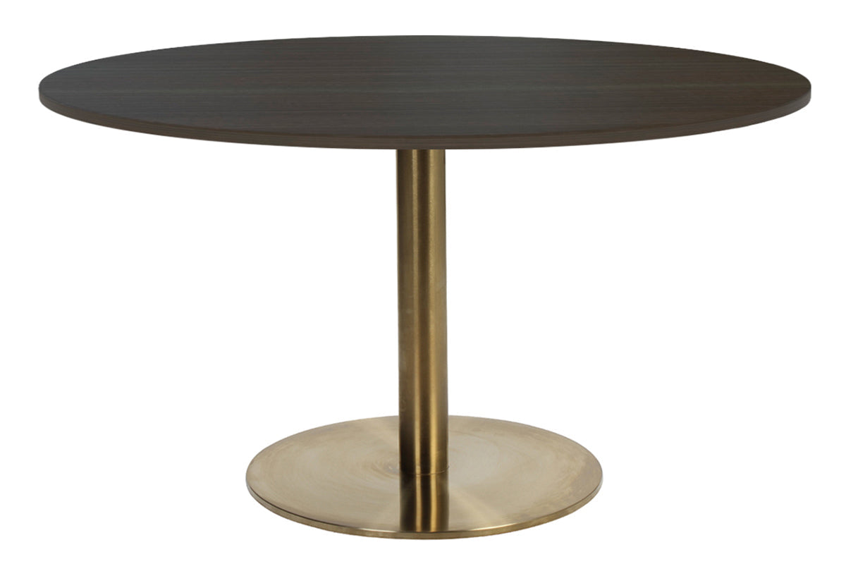 EZ Hospitality Rome Base Round Meeting Table [1200 mm] EZ Hospitality brass frame dark oak 