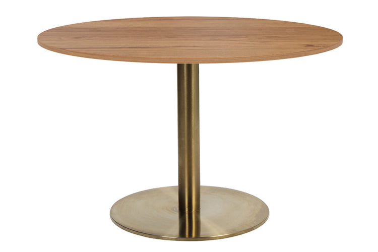 EZ Hospitality Rome Base Round Meeting Table [800 mm] EZ Hospitality brass frame salvage oak 