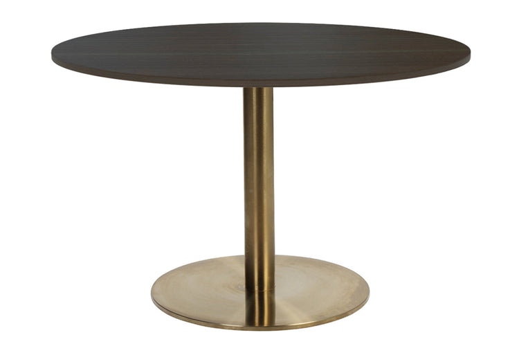 EZ Hospitality Rome Base Round Meeting Table [800 mm] EZ Hospitality brass frame dark oak 