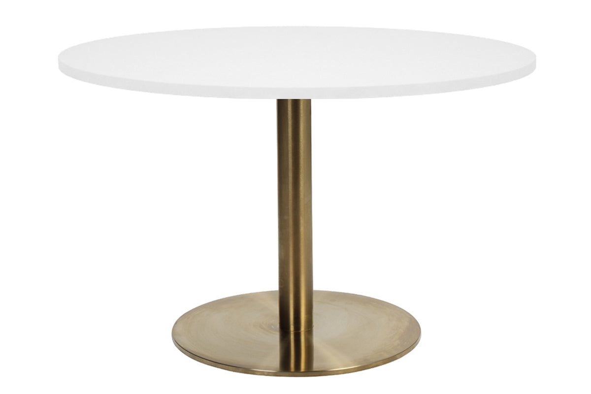 EZ Hospitality Rome Base Round Meeting Table [800 mm] EZ Hospitality brass frame white 