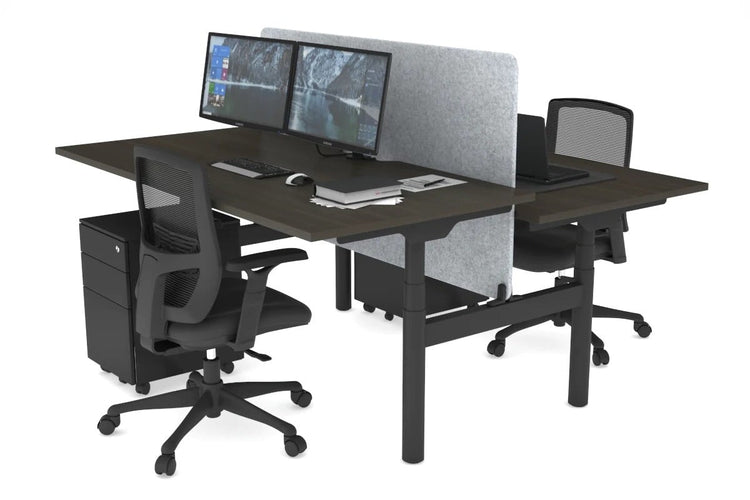 Flexi Premium Height Adjustable 2 Person H-Bench Workstation - Black Frame [1800L x 800W with Cable Scallop] Jasonl dark oak light grey echo panel (820H x 1600W) none