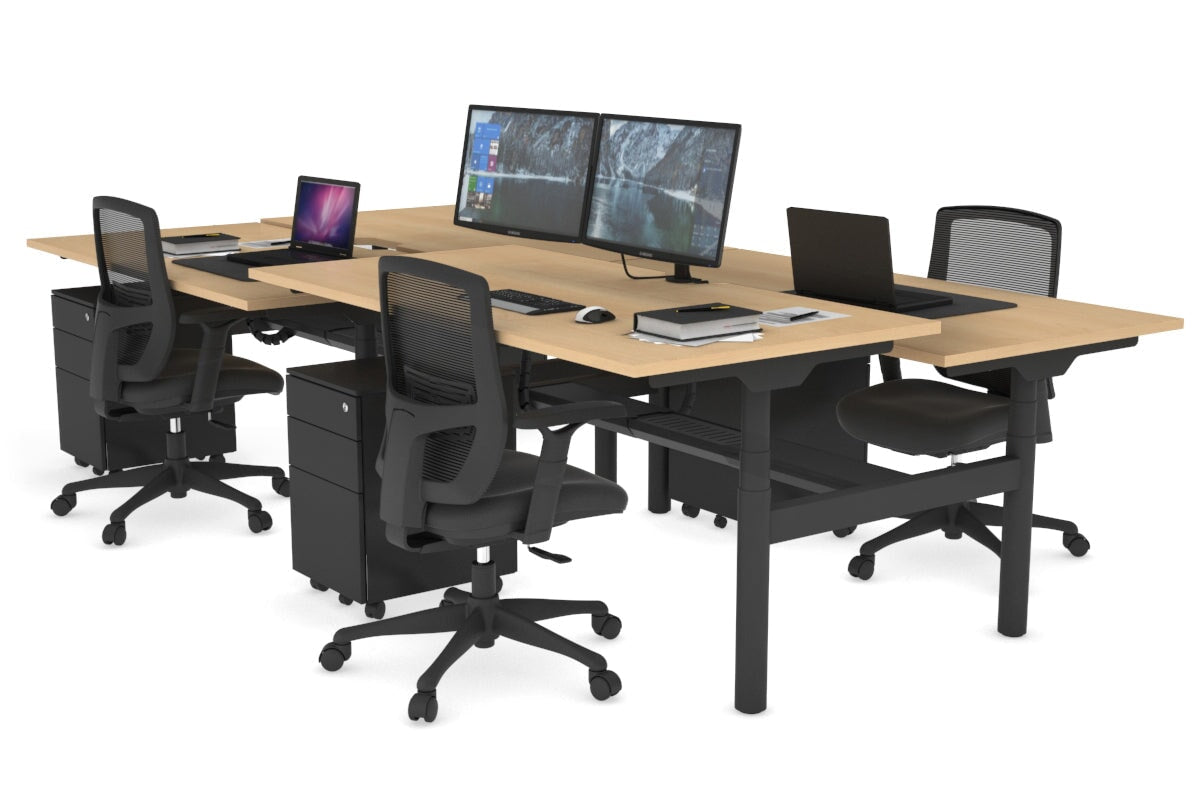 Flexi Premium Height Adjustable 4 Person H-Bench Workstation ...