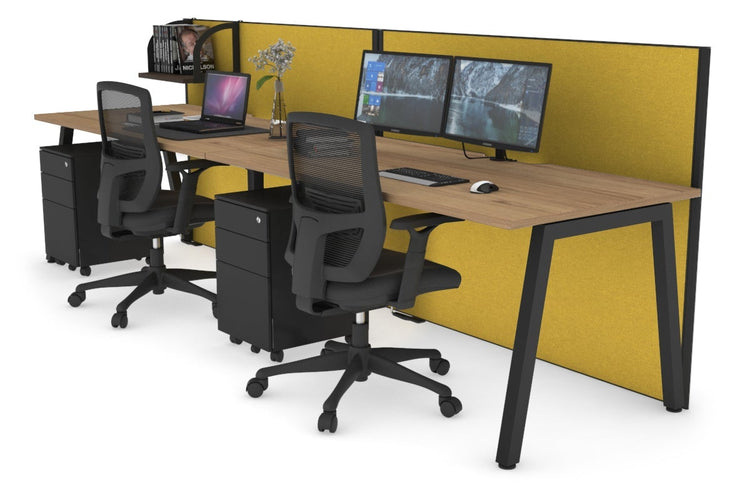 Horizon Quadro 2 Person Run A Leg Office Workstations [1600L x 800W with Cable Scallop] Jasonl black leg salvage oak mustard yellow (1200H x 3200W)