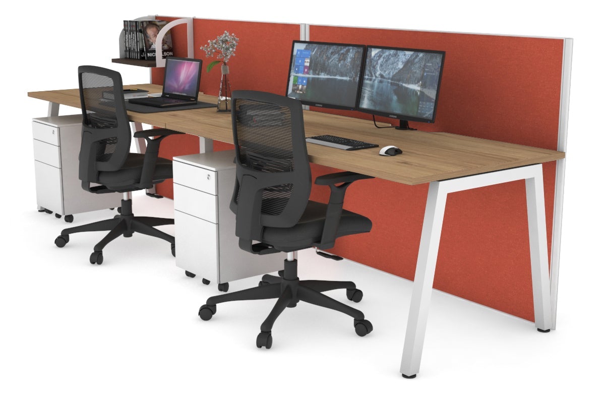 Horizon Quadro 2 Person Run A Leg Office Workstations [1600L x 800W with Cable Scallop] Jasonl white leg salvage oak orange squash (1200H x 3200W)