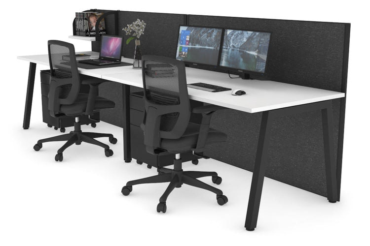 Horizon Quadro 2 Person Run A Leg Office Workstations [1600L x 800W with Cable Scallop] Jasonl black leg white moody charcoal (1200H x 3200W)