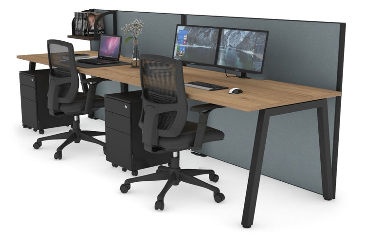 Horizon Quadro 2 Person Run A Leg Office Workstations [1600L x 800W with Cable Scallop] Jasonl black leg salvage oak cool grey (1200H x 3200W)