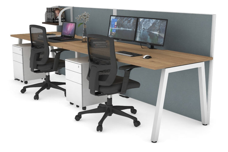 Horizon Quadro 2 Person Run A Leg Office Workstations [1600L x 800W with Cable Scallop] Jasonl white leg salvage oak cool grey (1200H x 3200W)