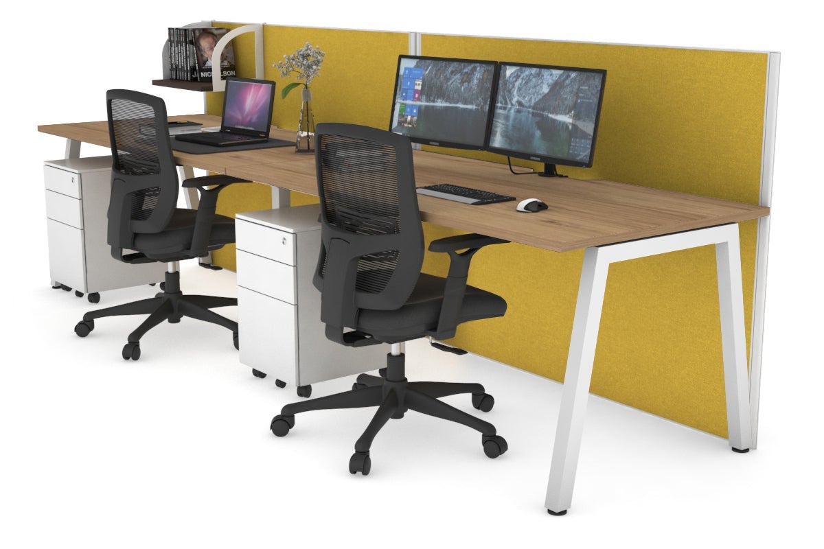 Horizon Quadro 2 Person Run A Leg Office Workstations [1600L x 800W with Cable Scallop] Jasonl white leg salvage oak mustard yellow (1200H x 3200W)