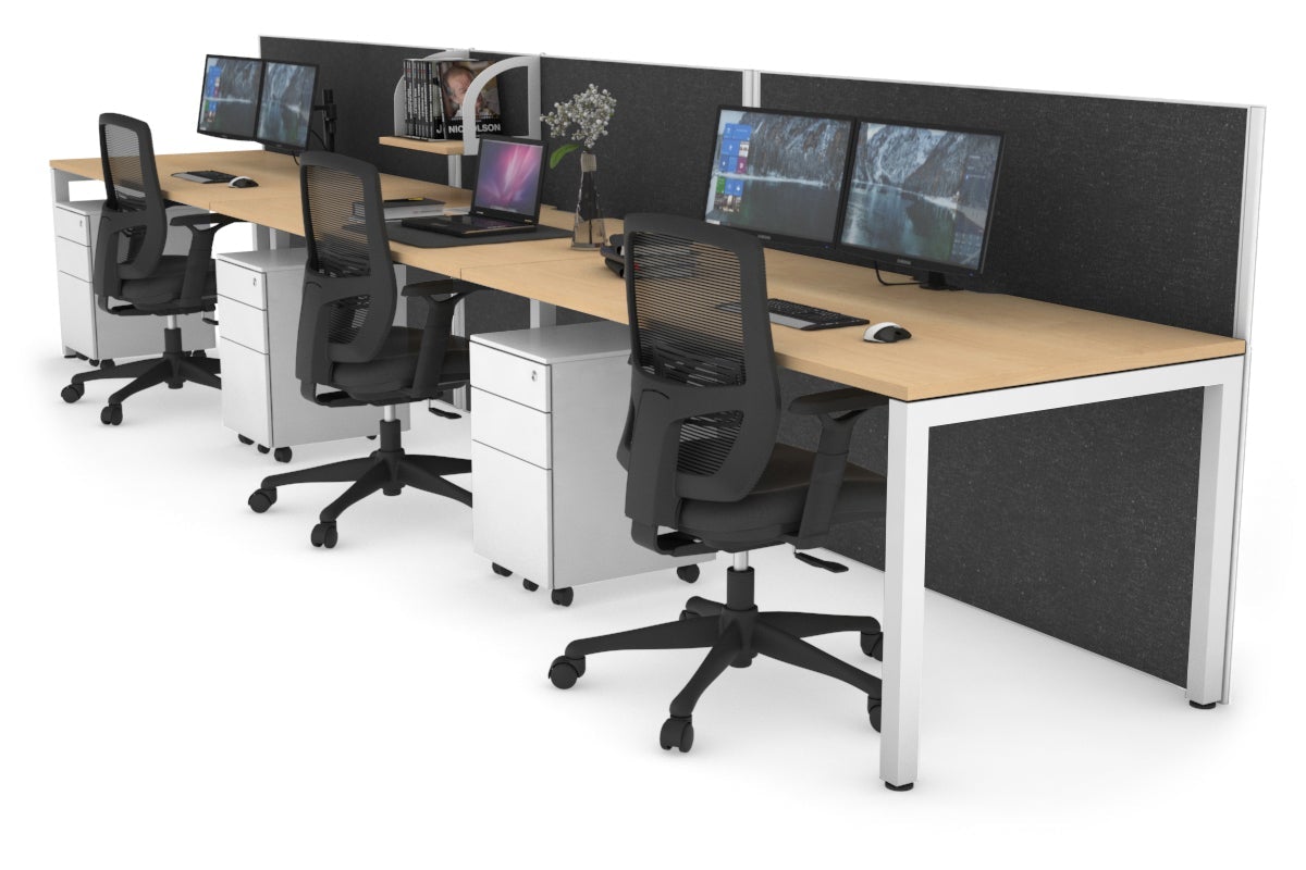 Horizon Quadro 3 Person Run Square Legs Office Workstation [1800L x 80 ...