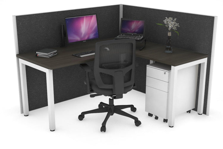 Horizon Quadro Square Leg L-Shaped Corner Office Desk [1400L x 1700W] Jasonl white leg dark oak moody charcoal (1200H x 1400W x 1800W)