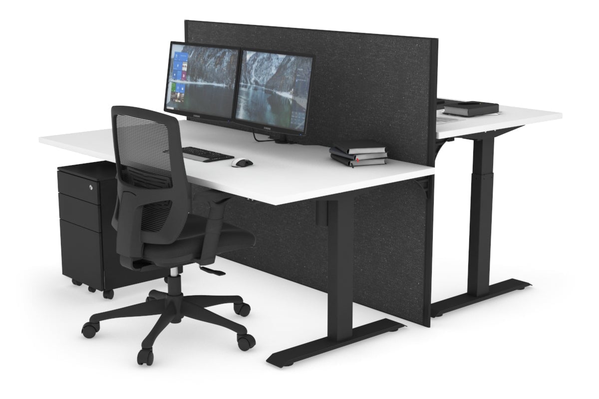 Just Right Height Adjustable 2 Person Bench Workstation [1200L x 800W with Cable Scallop] Jasonl black leg white moody charchoal (1200H x 1200W)