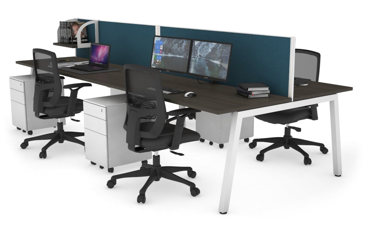 Quadro 4 Person Office Workstations [1200L x 700W] - White | JasonL