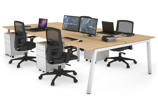 Quadro 4 Person Office Workstations [1600L x 800W with Cable Scallop ...