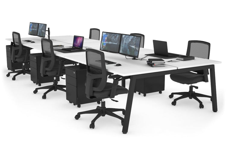 Quadro 6 Person Office Workstations [1400L x 800W with Cable Scallop] Jasonl black leg white none