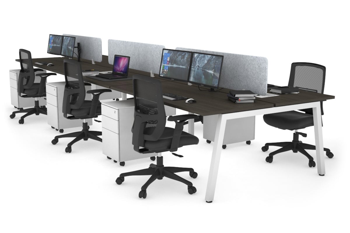 Quadro 6 Person Office Workstations [1800L x 700W] - white leg,maple ...