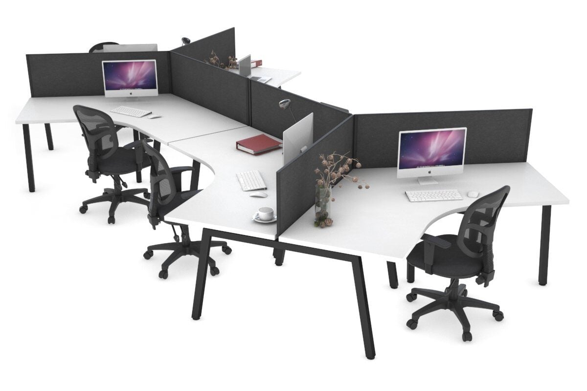 Quadro A Leg 3 Person 120 Degree Office Workstations - White Leg ...